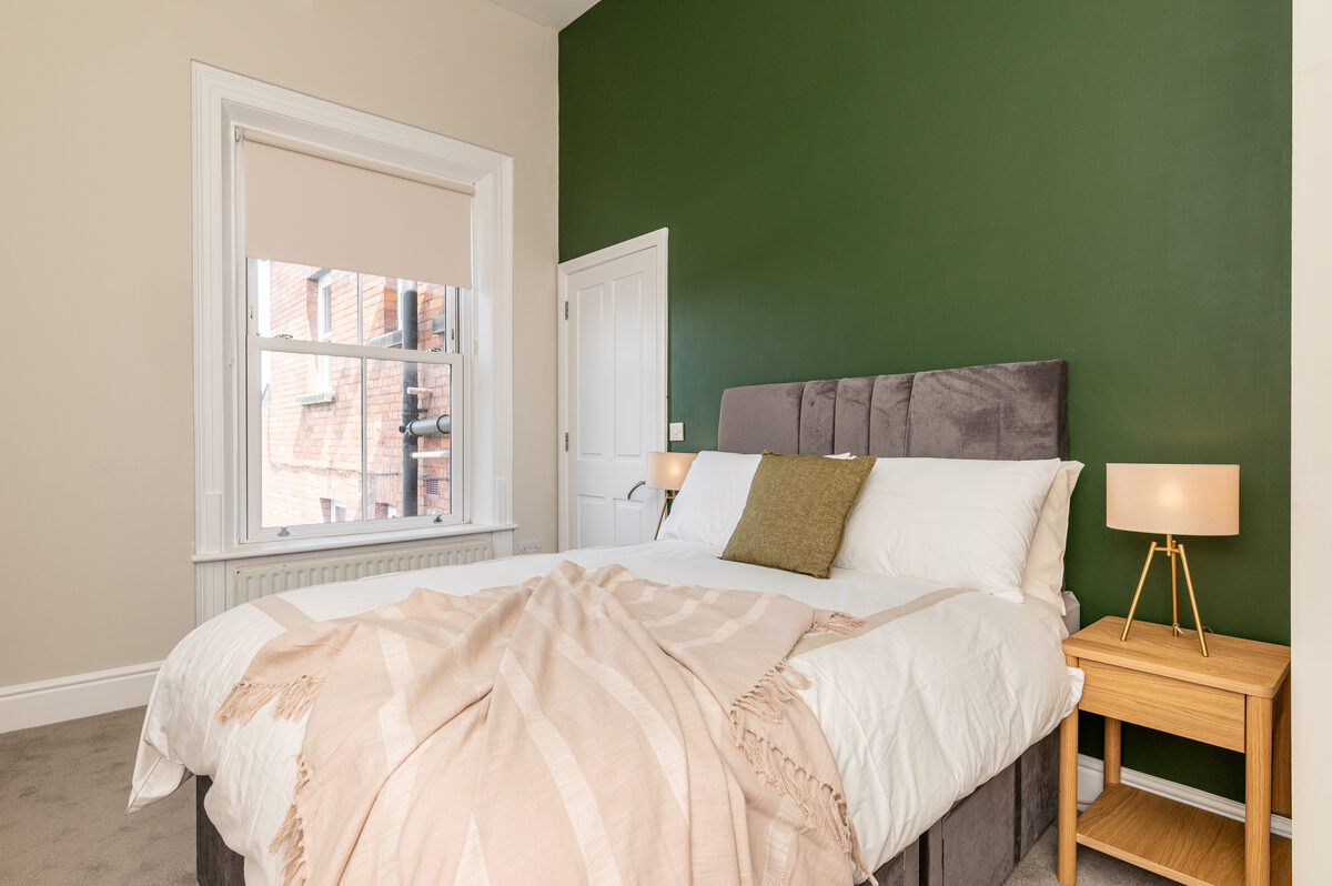 EirStay serviced apartment bedroom in Donnybrook Dublin 4