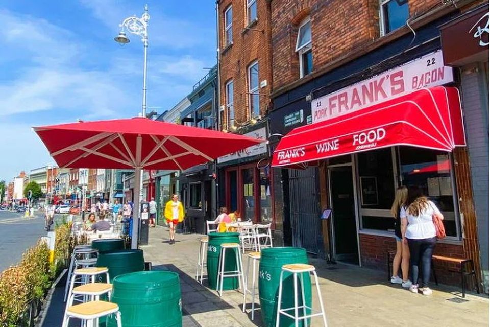Frank's restaurant outdoor dining on Camden Street Dublin 2 on a sunny day near EirStay serviced apartments