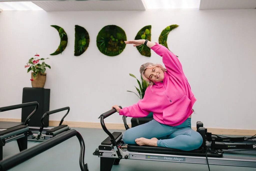 Reformer Pilates session on a Balanced Body Allegro reformer at a boutique studio near Kilmainham and Islandbridge, Dublin 8 — close to EirStay serviced apartments