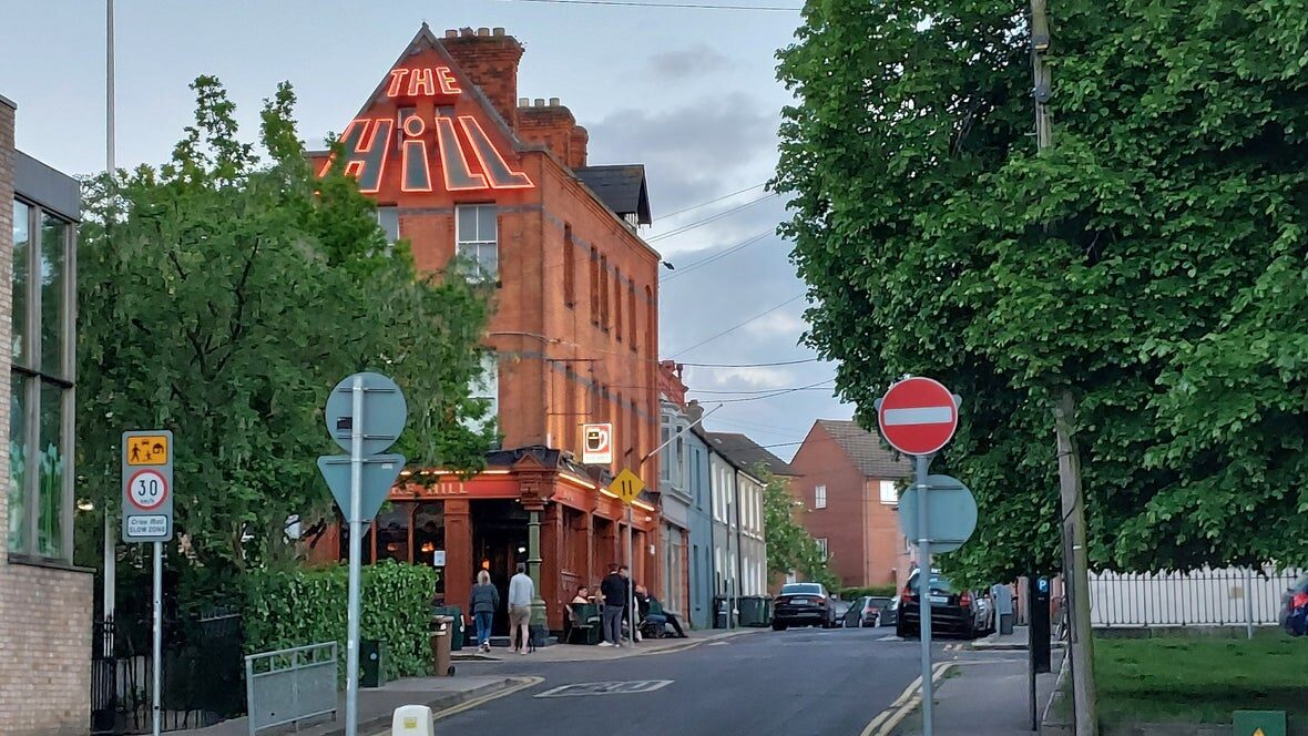 The Hill pub on Ranelagh Road Dublin 6 on a summer evening near EirStay short-term corporate accommodation