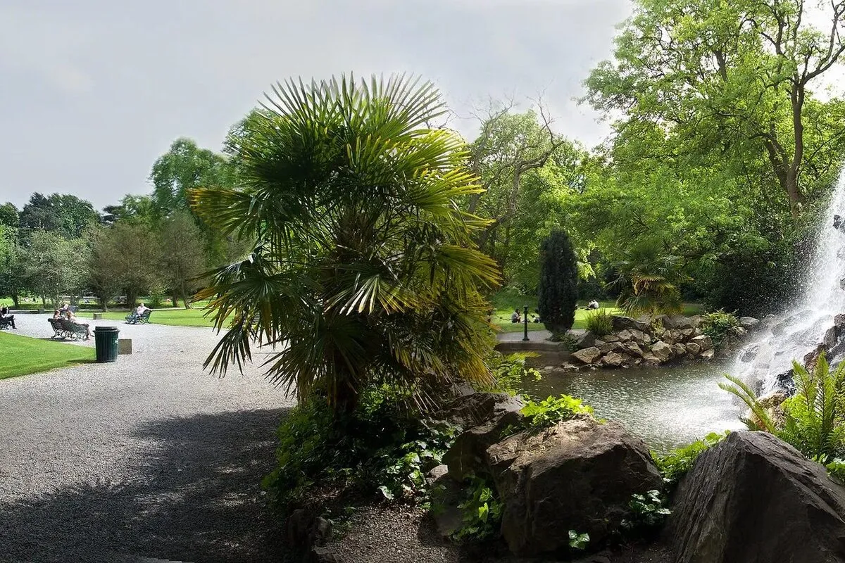 Iveagh Gardens waterfall and tropical planting, Dublin 2 — Dublin's hidden city-centre park a short walk from EirStay Camden Street and Aungier serviced apartments