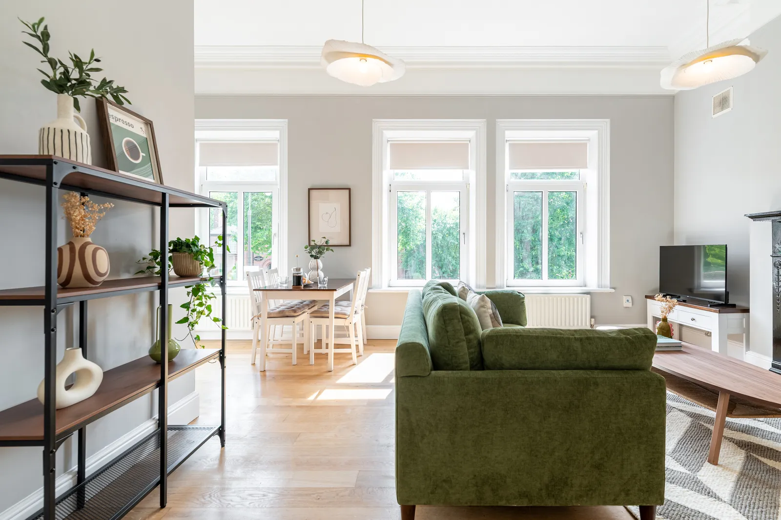 Refurbished living room on Morehampton Road, Donnybrook — works by Nua Spaces, now let and managed by EirStay