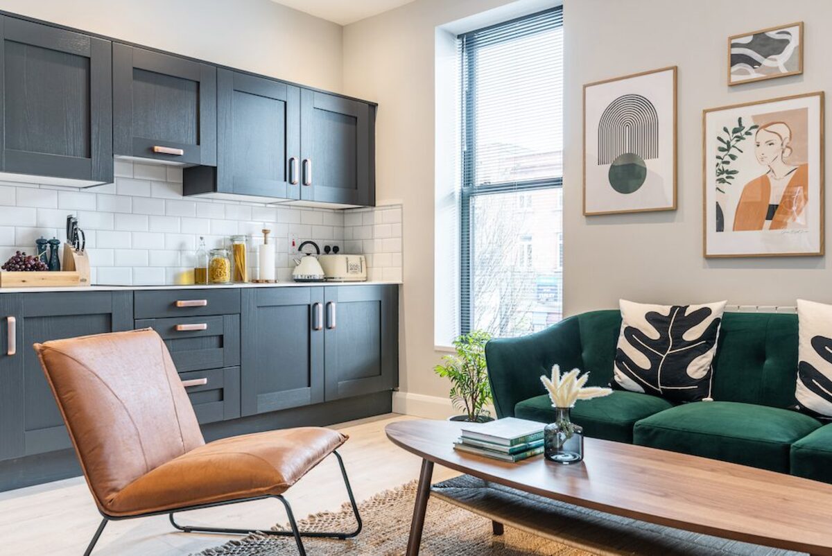 Bedroom detail with stylish decor in EirStay corporate accommodation Camden Street Dublin 2