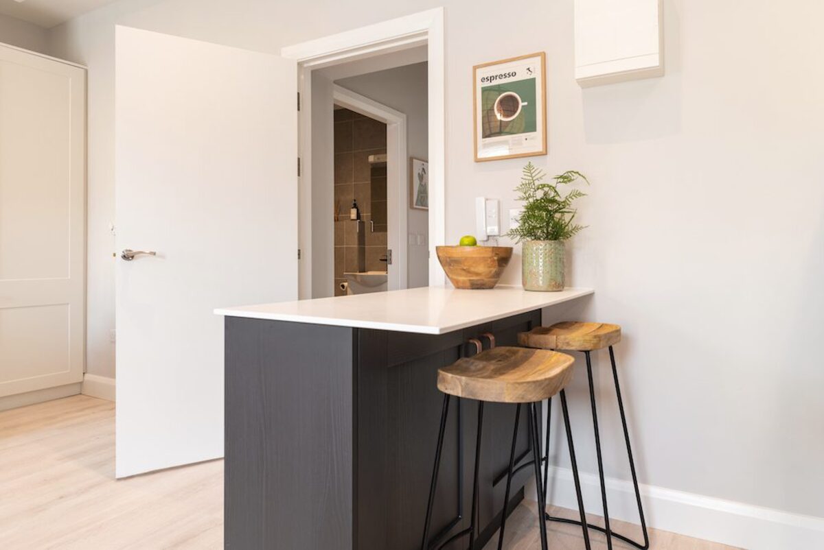 Fully equipped kitchen with modern appliances in EirStay serviced apartment Camden Street Dublin 2