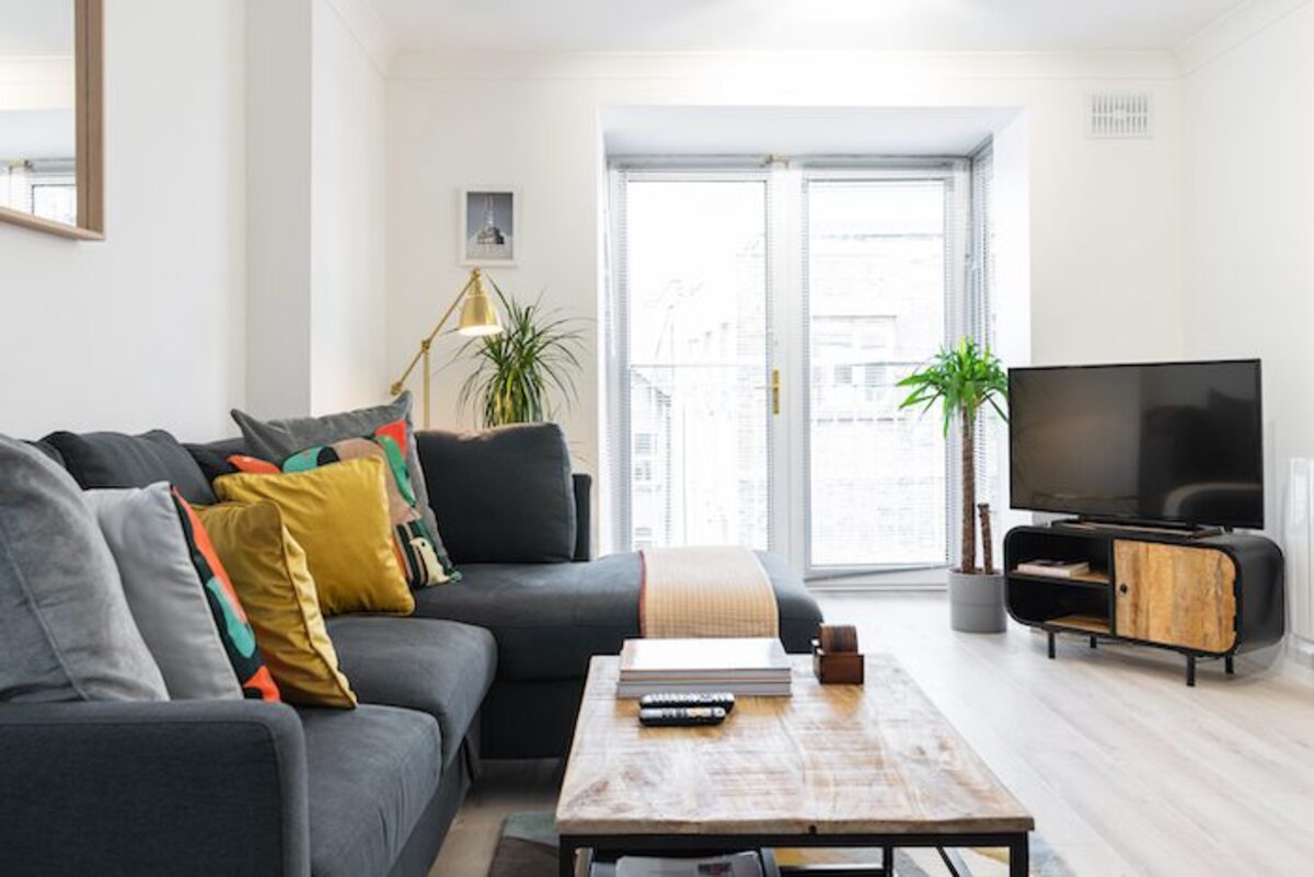 Spacious living room in EirStay Jervis serviced apartment Dublin 1 city centre corporate short stay