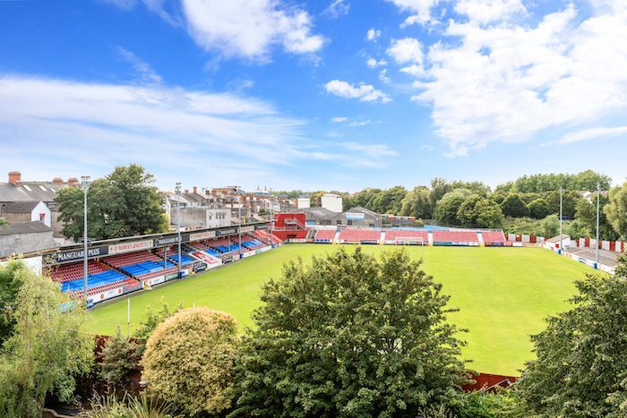 Panoramic view of Richmond Park stadium and surrounding trees from EirStay corporate accommodation Kilmainham Dublin 8