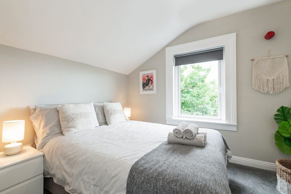 Open plan living area in EirStay loft serviced apartment Ranelagh Dublin 6