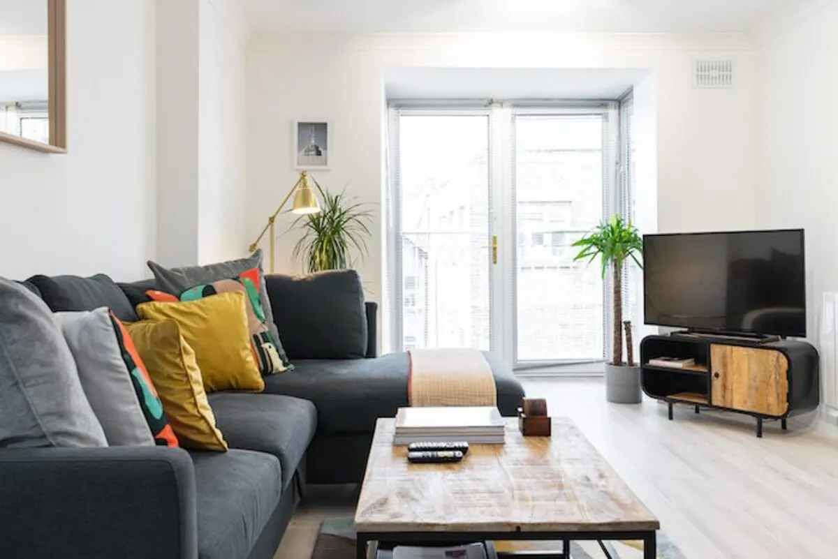Spacious living room in EirStay Jervis serviced apartment Dublin 1 city centre corporate short stay
