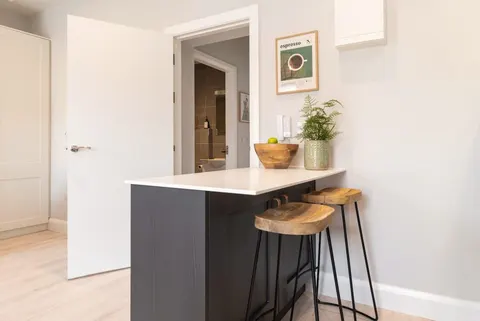 Fully equipped kitchen with modern appliances in EirStay serviced apartment Camden Street Dublin 2