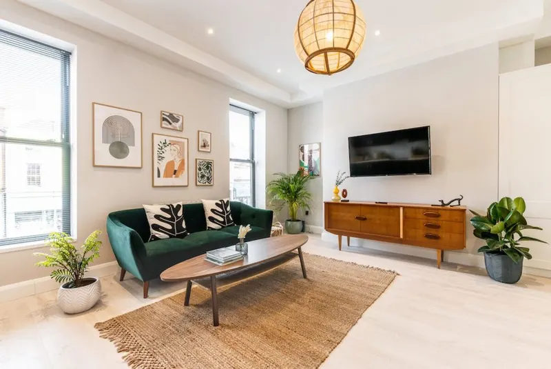Open plan living area in EirStay serviced apartment Camden Street Dublin 2