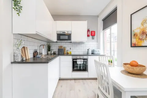 Open plan living area in EirStay serviced apartment Ranelagh Dublin 6