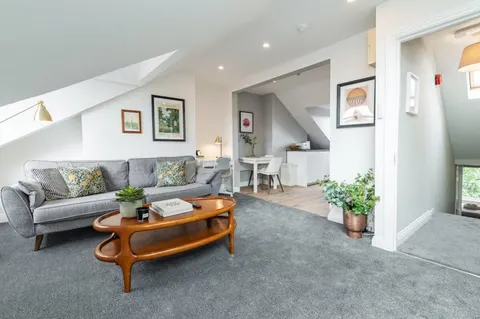 Kitchen and dining area in EirStay loft serviced apartment Ranelagh Dublin 6