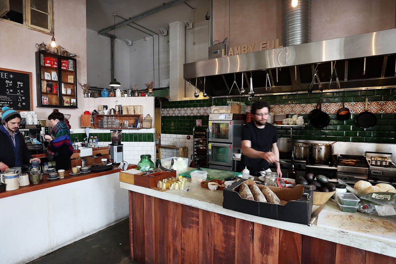 The Fumbally café on Fumbally Lane, Dublin 8 — open kitchen, counter seating and relaxed working atmosphere, one of the best remote-work coffee spots in Dublin 8